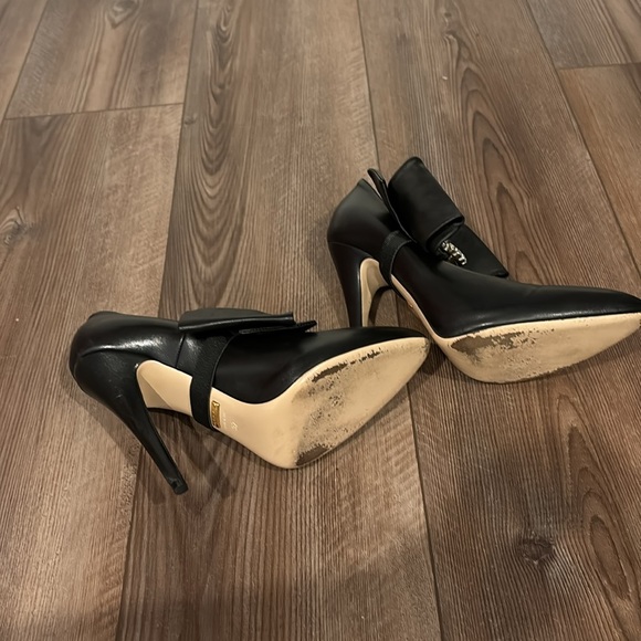 GUCCI Nappa Removable Bow Elaisa Platform High Heel Pumps 37 Black - Picture 8 of 16